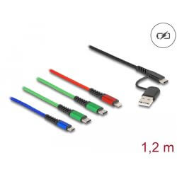 [DE87035] Câble charge USB C&A 2Lightning +M USB +USB C 1,2m