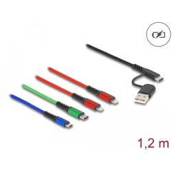 [DE87884] Câble charge USB C&A Lightning +M USB +2USB C 1,2m