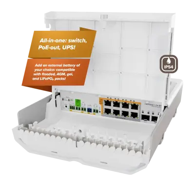 [MT-SW8P2S+OD] Switch 8Giga PoE 2 SFP+ Outdoor netPower Lite 8p